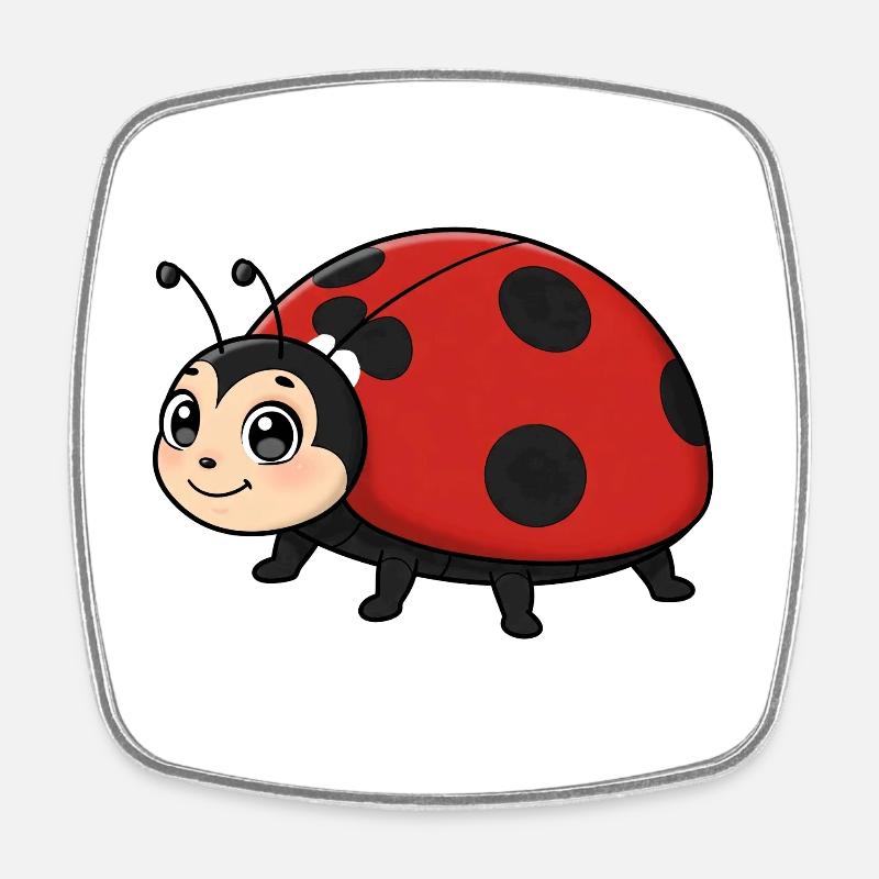 Animal Cartoon Ladybug - Square fridge magnet - white