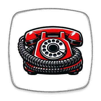 Roter Retro Telefon Illustration - Viereckiger Kühlschrankmagnet - Weiß - Vorne