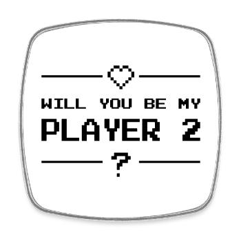 Will you be my player 2 - Magnet carré - blanc - Devant