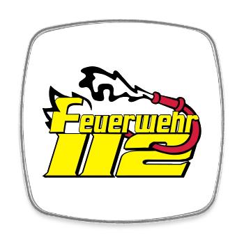 Freiwillige Feuerwehr , Shirt , Feuerwehr 112 (25) - Viereckiger Kühlschrankmagnet - Weiß - Vorne