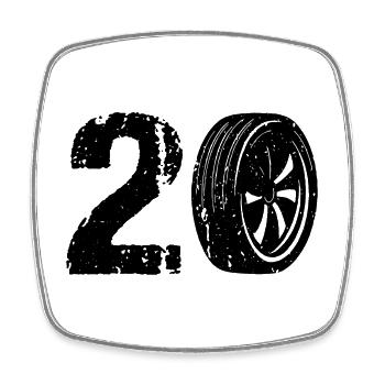 20 Sport automobile - Magnet carré - blanc - Devant