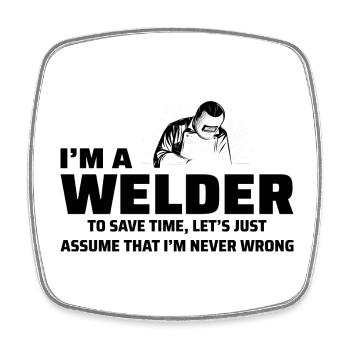 Welding Welder Metal Construction Ironworker - Square fridge magnet - white - Front