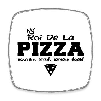 Roi de la pizza | cadeau drôle pizzaiolo - Magnet carré - blanc - Devant