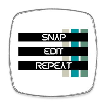 SNAP EDIT REPEAT - PHOTOGRAPHY T-SHIRT - Square fridge magnet - white - Front