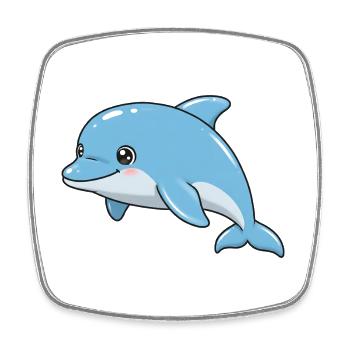 Animal Cartoon Dolphin - Square fridge magnet - white - Front