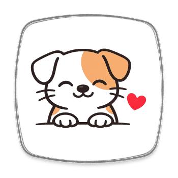 Un chien doux avec du cœur - Magnet carré - blanc - Devant