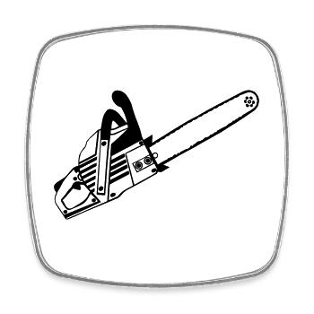 Motorsäge , Kaminholz , Old School Kettensäge (25) - Viereckiger Kühlschrankmagnet - Weiß - Vorne