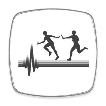 Relay race run athlete track & field heartbeat - Square fridge magnet - white - Front