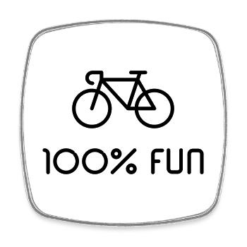 Racing Bike / Road Bike – 100% Fun (Bicycle / B) - Square fridge magnet - white - Front