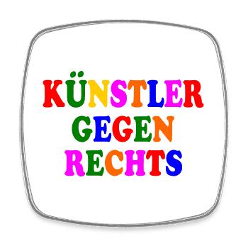 Künstler gegen rechts - Viereckiger Kühlschrankmagnet - Weiß - Vorne