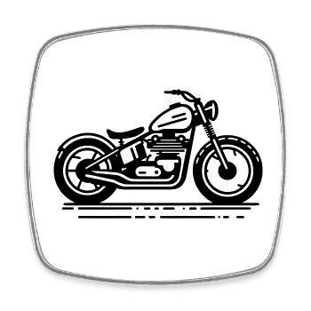 Minimalistisches Vintage Bobber Motorrad schwarz - Viereckiger Kühlschrankmagnet - Weiß - Vorne