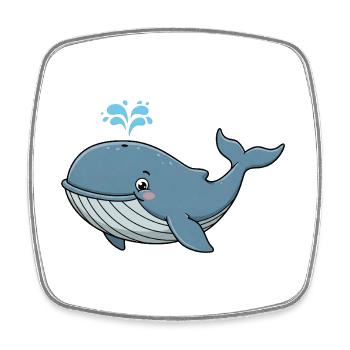 Animal Cartoon Humpback Whale - Square fridge magnet - white - Front