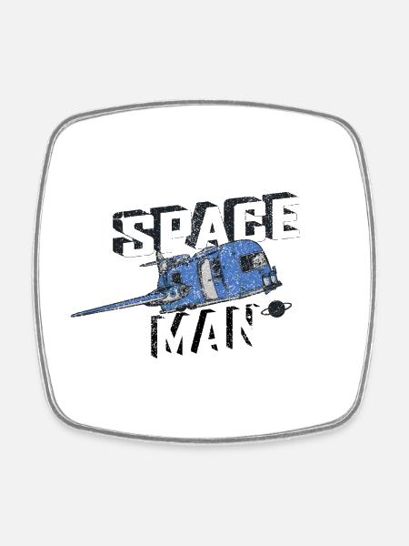 SPACE MAN IN THE VAN - Square fridge magnet - white