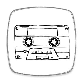 Cassette de musique Cassette audio - Magnet carré - blanc - Devant