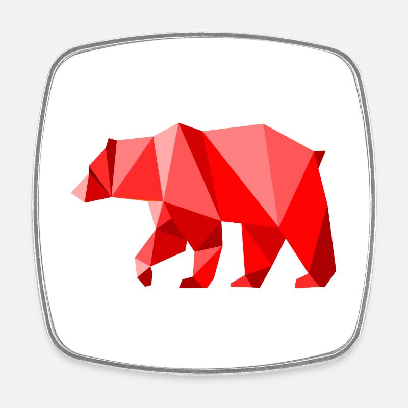 Roter Lowpoly-Bär - Viereckiger Kühlschrankmagnet - Weiß