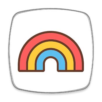 Bright retro rainbow - Square fridge magnet - white - Front