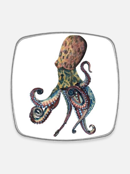Oktopus Tintenfisch - Viereckiger Kühlschrankmagnet - Weiß