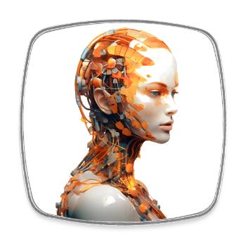 Portrait eines weiblichen Androiden - Viereckiger Kühlschrankmagnet - Weiß - Vorne