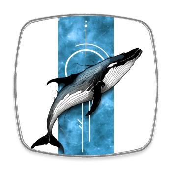 Cerulean Leviathan: Blue Whale Majesty - Square fridge magnet - white - Front