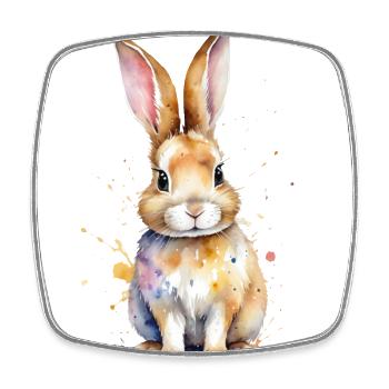 Schlappohren & flauschiger Charm: Ein Aquarellhase - Viereckiger Kühlschrankmagnet - Weiß - Vorne