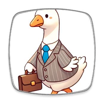 Oie sérieuse dans la conception de costume d’affaires - Magnet carré - blanc - Devant