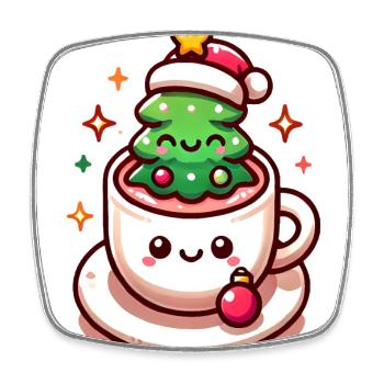 Festlicher Baum im Hot Cocoa Design - Viereckiger Kühlschrankmagnet - Weiß - Vorne