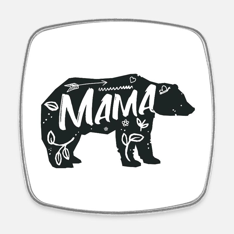 Mama Ourse - Magnet carré - blanc