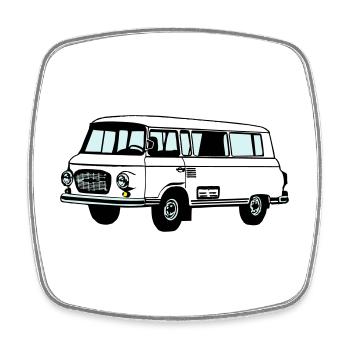 Barkas , Ostalgie , DDR Kult , Youngtimer (25) - Viereckiger Kühlschrankmagnet - Weiß - Vorne