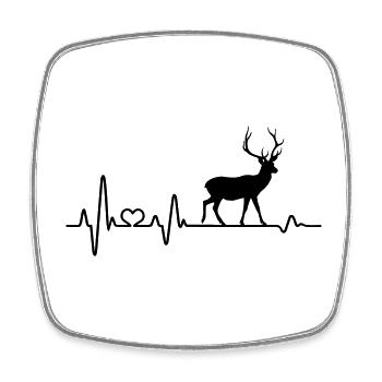 Heartbeat deer ECG red deer - Square fridge magnet - white - Front