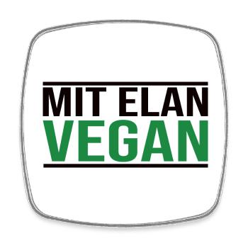 Mit Elan Vegan - Veganer Spruch - Viereckiger Kühlschrankmagnet - Weiß - Vorne