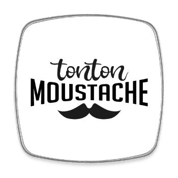 tonton moustache - Magnet carré - blanc - Devant