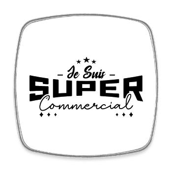 Je Suis Super Commercial - Magnet carré - blanc - Devant