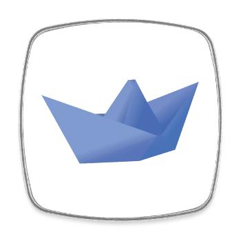 Origami Ship - Viereckiger Kühlschrankmagnet - Weiß - Vorne