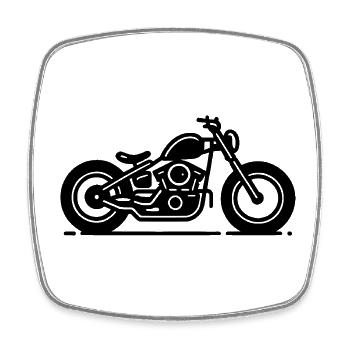 Minimalistisches Bobber Motorrad Line Art schwarz - Viereckiger Kühlschrankmagnet - Weiß - Vorne