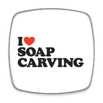 I love Soap Carving Heart Shirt - Square fridge magnet - white - Front