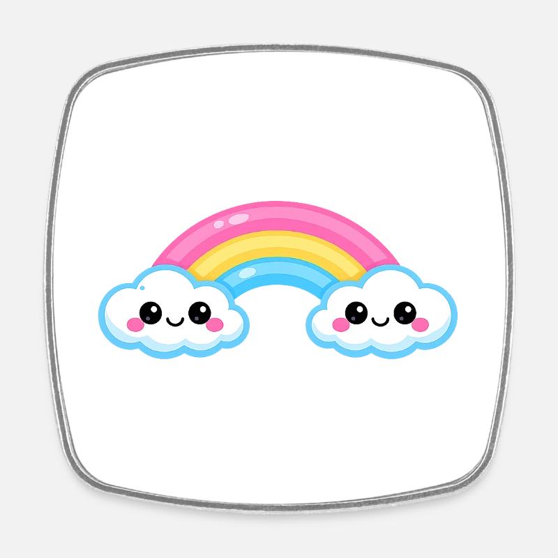 Cute Cloud Rainbow Duo - Square fridge magnet - white