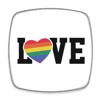 Love Regenbogen Herz - Viereckiger Kühlschrankmagnet - Weiß - Vorne