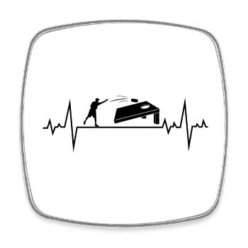 Cornhole Bean Bag Toss Lawn Game Heartbeat Pulse - Square fridge magnet - white - Front