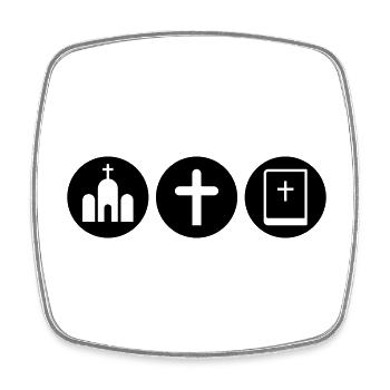 Kirche, Kreuz und Bibel, Christentum Symbol - Viereckiger Kühlschrankmagnet - Weiß - Vorne