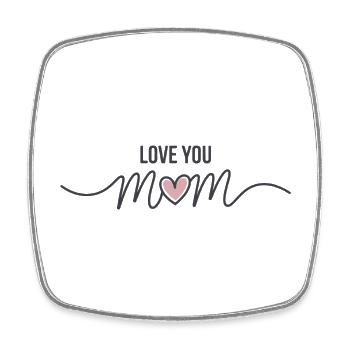 Love You Mom Cute Heart Gift Shirt - Square fridge magnet - white - Front
