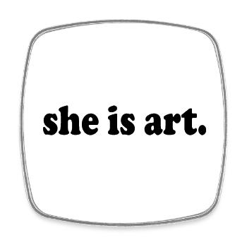 She is art - Magnet carré - blanc - Devant