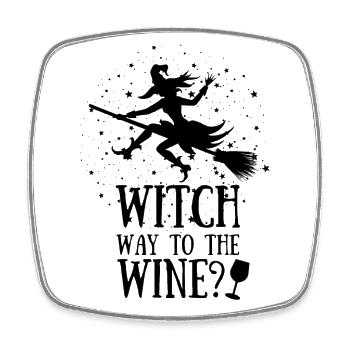 WITCH way to the Wine? - Square fridge magnet - white - Front