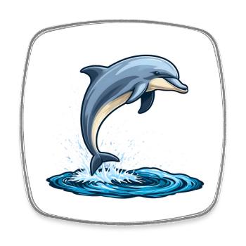 Delfin - Viereckiger Kühlschrankmagnet - Weiß - Vorne