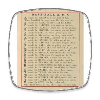 Baseball ABC 1885 Vintage Book Illustration No.3 - Square fridge magnet - white - Front