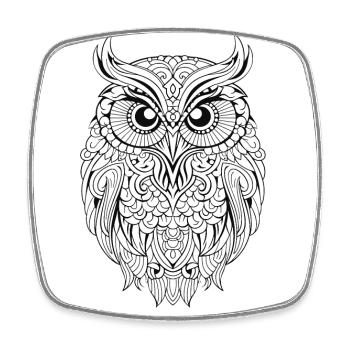 Hibou Boho magique mythique avec des motifs - Magnet carré - blanc - Devant