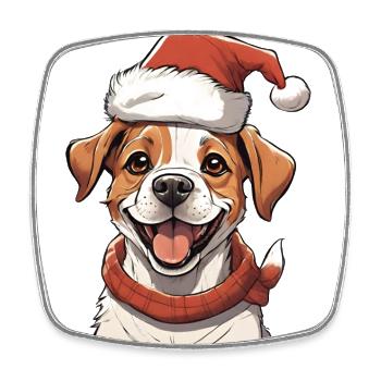 Joyeux Noël Mignon Chien Chiot Visage - Magnet carré - blanc - Devant