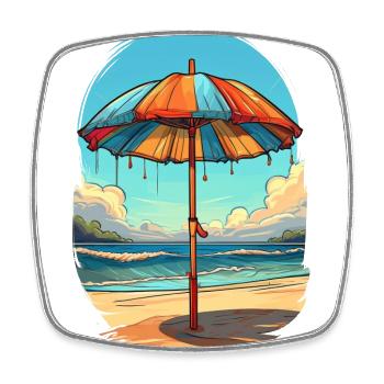 An umbrella on the beach - Square fridge magnet - white - Front