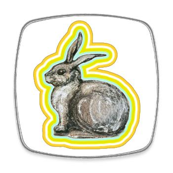 Motif lapin - Magnet carré - blanc - Devant