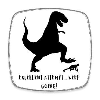 Dinosaurier-Workout | Mach weiter - Viereckiger Kühlschrankmagnet - Weiß - Vorne
