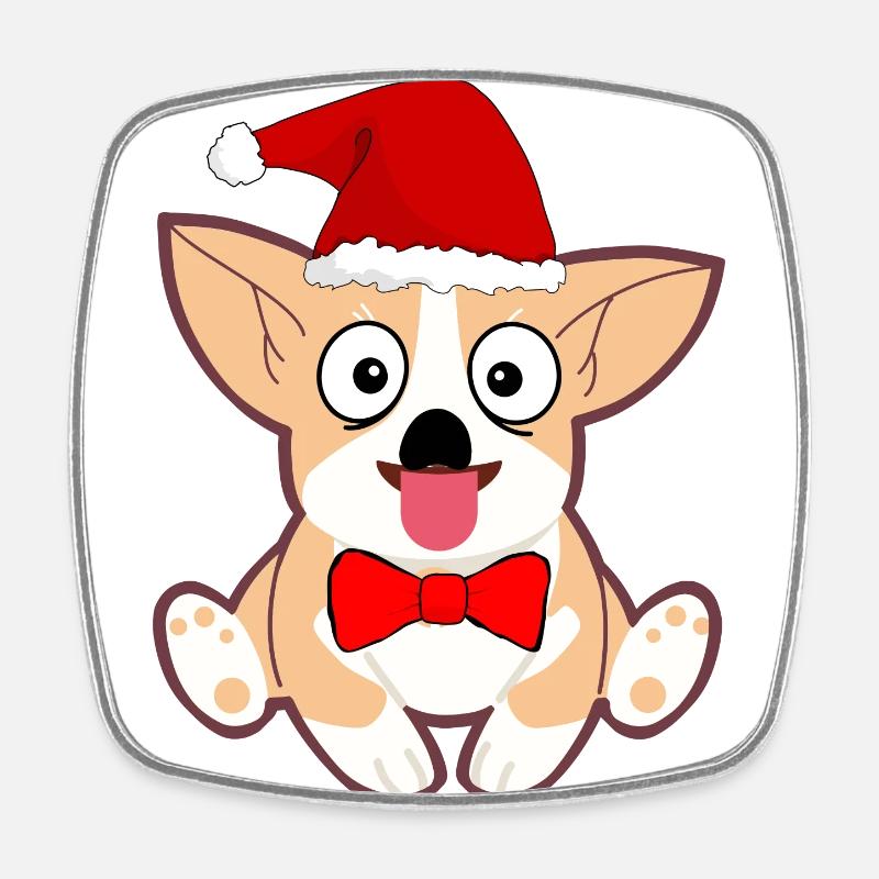 Christmas dog - Square fridge magnet - white